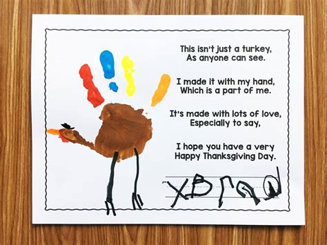 Turkey Handprint Poem Printable
